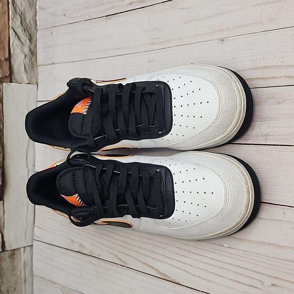 White Black and Orange Nike Air Force 1 - Picture 2 of 7